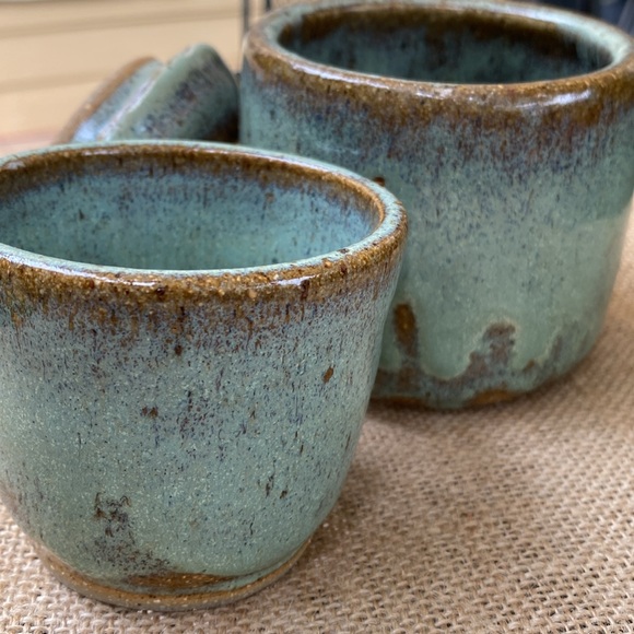 Pottery 3 pc set small jar/holder with lid - Picture 8 of 12